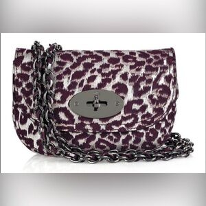 RARE Mulberry Bayswater Belt Bag English Plum Metallic Leopard Print Chain Strap